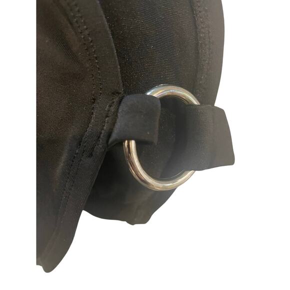 Y2K APOSTROPHE BIKINI TOP BRALETTE CRISSCROSS STRAP SZ L BLACK /PADDINGS BEACHY - Picture 7 of 16